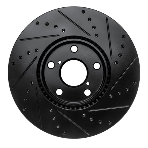 R1 92-10 Lexus IS300 Front Left Drilled & Slotted Black Brake Rotor