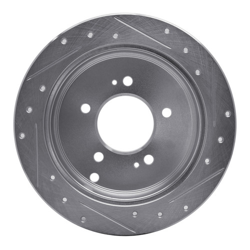 R1 01-16 Hyundai Santa Fe Rear Left Drilled & Slotted Silver Brake Rotor