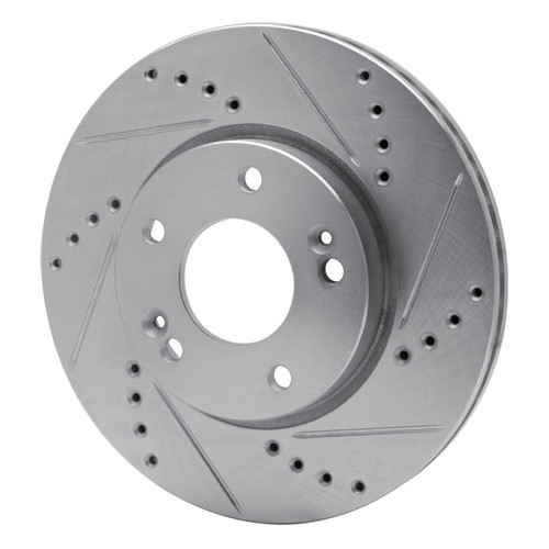 R1 11-25 Hyundai Venue Front Right Drilled & Slotted Silver Brake Rotor