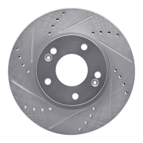 R1 11-25 Hyundai Veloster Front Left Drilled & Slotted Silver Brake Rotor