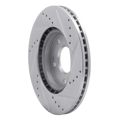 R1 11-25 Hyundai Veloster Front Left Drilled & Slotted Silver Brake Rotor