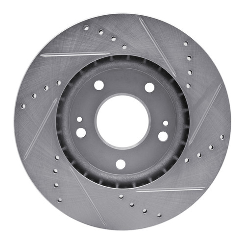 R1 11-25 Hyundai Veloster Front Left Drilled & Slotted Silver Brake Rotor