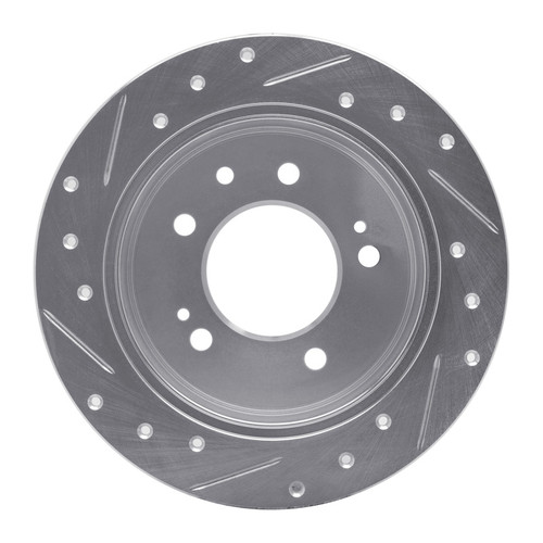 R1 07-10 Hyundai Elantra Rear Right Drilled & Slotted Silver Brake Rotor