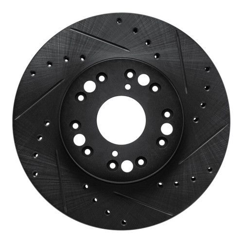 R1 91-92 Lexus LS400 Front Right Drilled & Slotted Black Brake Rotor