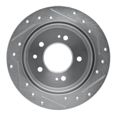 R1 07-10 Hyundai Elantra Rear Left Drilled & Slotted Silver Brake Rotor