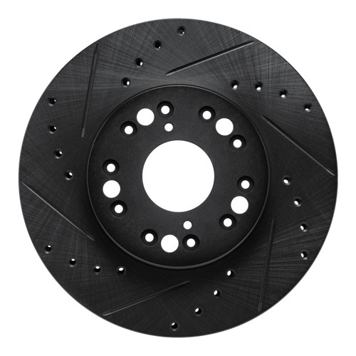 R1 91-92 Lexus LS400 Front Left Drilled & Slotted Black Brake Rotor