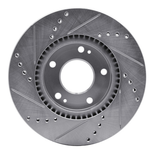 R1 03-13 Hyundai Sonata Front Right Drilled & Slotted Silver Brake Rotor