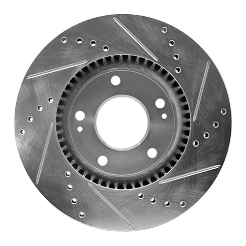 R1 03-13 Hyundai Sonata Front Left Drilled & Slotted Silver Brake Rotor
