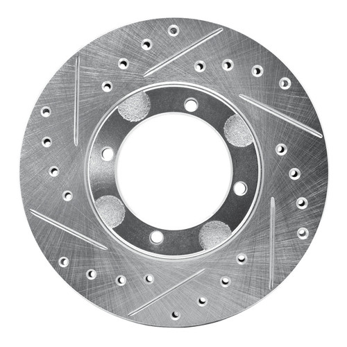 R1 87-99 Hyundai Accent Front Left Drilled & Slotted Silver Brake Rotor