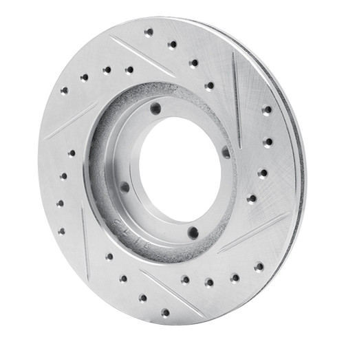 R1 87-99 Hyundai Accent Front Left Drilled & Slotted Silver Brake Rotor