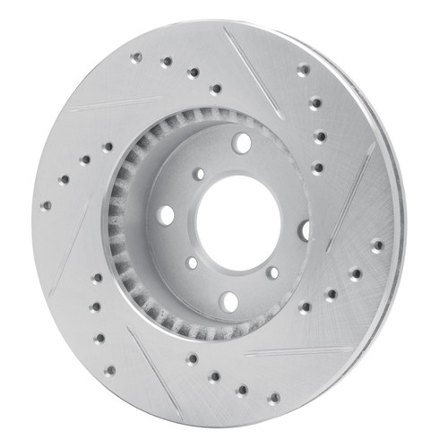 R1 99-07 Suzuki Aerio Front Left Drilled & Slotted Silver Brake Rotor