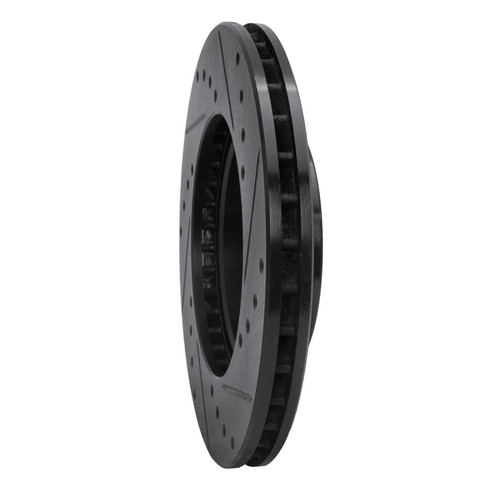 R1 90-90 Lexus LS400 Front Left Drilled & Slotted Black Brake Rotor