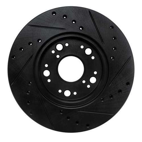 R1 90-90 Lexus LS400 Front Left Drilled & Slotted Black Brake Rotor