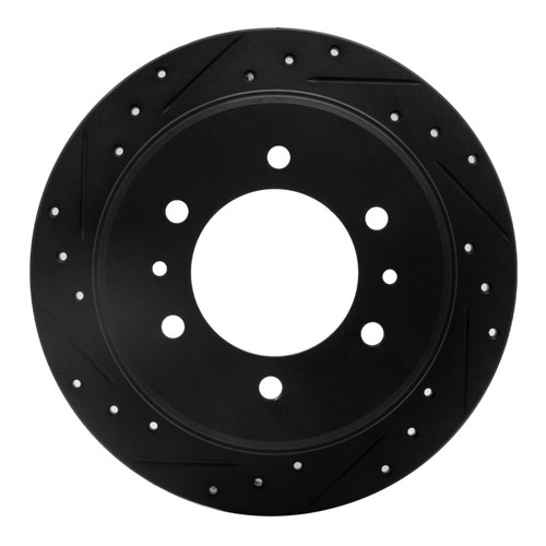 R1 06-10 Hummer H3T Rear Left Drilled & Slotted Black Brake Rotor
