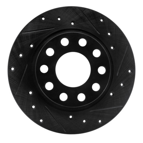 R1 01-03 Volkswagen EuroVan Front Right Drilled & Slotted Black Brake Rotor ECB-74045R