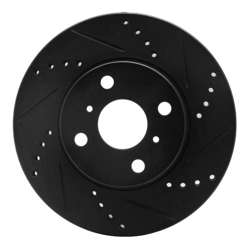 R1 04-06 Scion XB Front Right Drilled & Slotted Black Brake Rotor