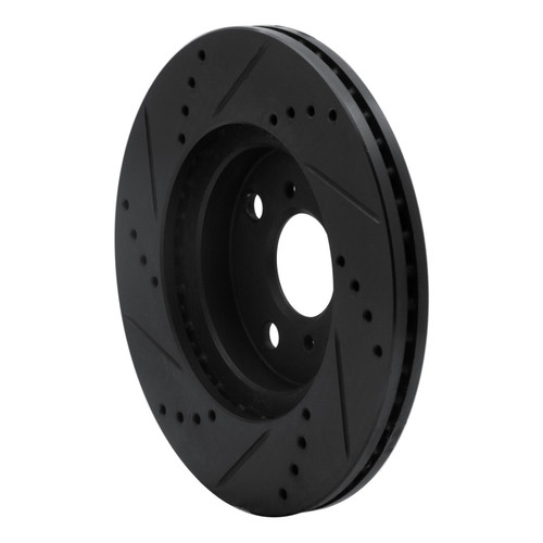 R1 04-06 Scion XB Front Right Drilled & Slotted Black Brake Rotor