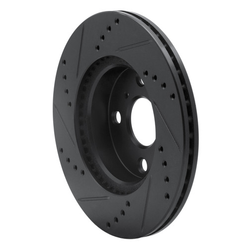 R1 12-15 Scion IQ Front Right Drilled & Slotted Black Brake Rotor