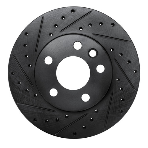 R1 96-00 Volkswagen EuroVan Front Left Drilled & Slotted Black Brake Rotor ECB-74043L