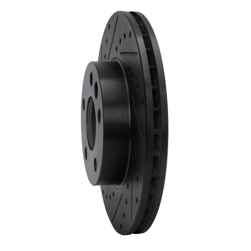 R1 96-00 Volkswagen EuroVan Front Left Drilled & Slotted Black Brake Rotor ECB-74043L