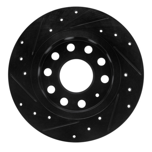 R1 10-19 Audi A3 Rear Right Drilled & Slotted Black Brake Rotor