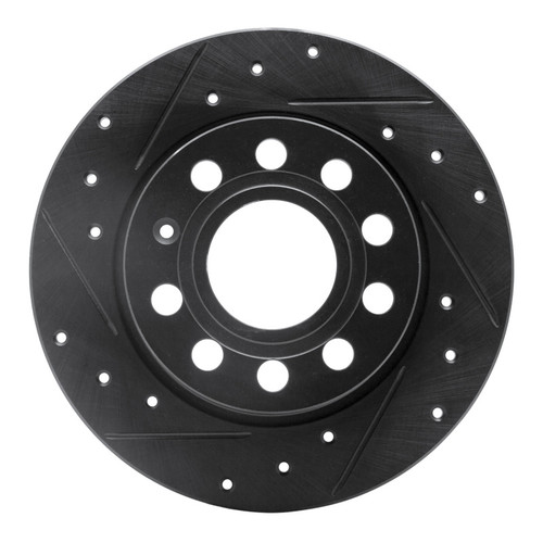 R1 10-19 Audi A3 Rear Left Drilled & Slotted Black Brake Rotor