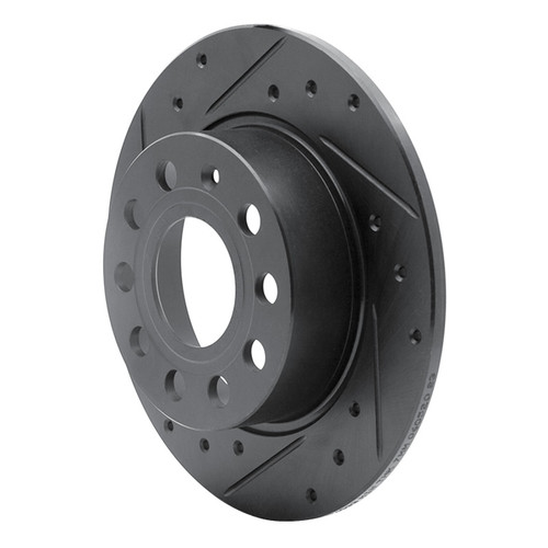 R1 10-19 Audi A3 Rear Left Drilled & Slotted Black Brake Rotor