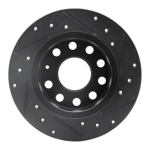 R1 10-19 Audi A3 Rear Left Drilled & Slotted Black Brake Rotor