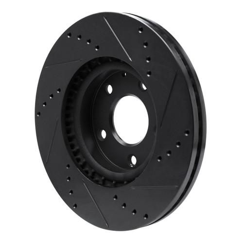 R1 13-19 Mazda 6 Front Left Drilled & Slotted Black Brake Rotor