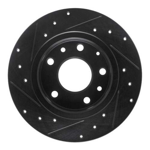 R1 14-25 Mazda 3 Rear Right Drilled & Slotted Black Brake Rotor