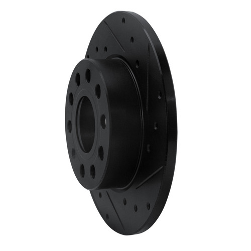 R1 05-13 Audi A3 Rear Right Drilled & Slotted Black Brake Rotor