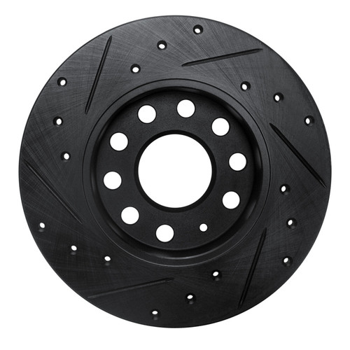 R1 05-13 Audi A3 Rear Right Drilled & Slotted Black Brake Rotor