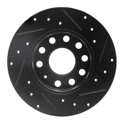 R1 05-13 Audi A3 Rear Left Drilled & Slotted Black Brake Rotor
