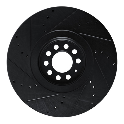 R1 04-06 Audi TT Quattro Right Front Drilled & Slotted Black Brake Rotor