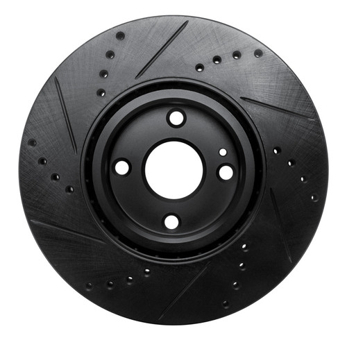 R1 16-25 Fiat 124 Spider Front Right Drilled & Slotted Black Brake Rotor