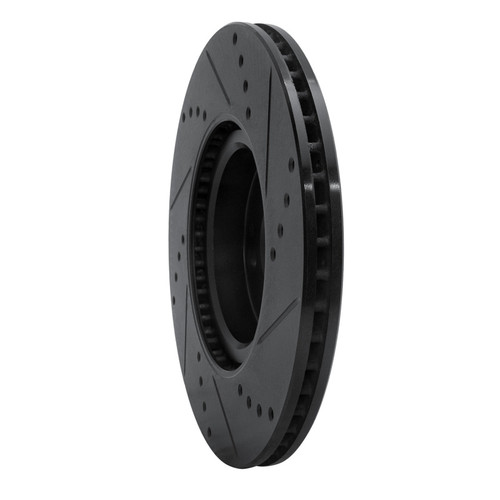 R1 16-25 Fiat 124 Spider Front Left Drilled & Slotted Black Brake Rotor