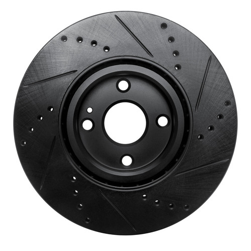 R1 16-25 Fiat 124 Spider Front Left Drilled & Slotted Black Brake Rotor