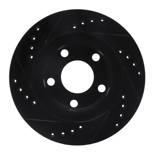 R1 99-05 Audi A6 Quattro Rear Right Drilled & Slotted Black Brake Rotor