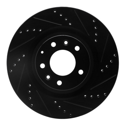 R1 07-15 Mazda CX-9 Front Right Drilled & Slotted Black Brake Rotor
