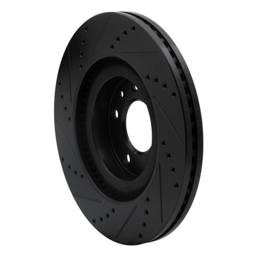 R1 07-15 Mazda CX-9 Front Right Drilled & Slotted Black Brake Rotor