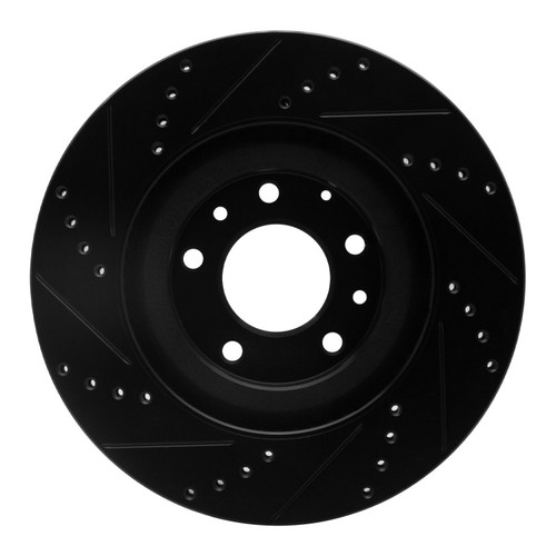 R1 07-15 Mazda CX-9 Front Right Drilled & Slotted Black Brake Rotor