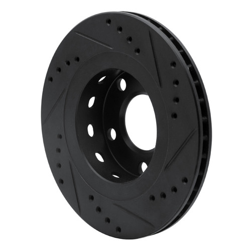 R1 99-05 Audi A6 Quattro Rear Left Drilled & Slotted Black Brake Rotor