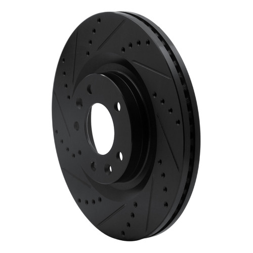 R1 07-15 Mazda CX-9 Front Left Drilled & Slotted Black Brake Rotor