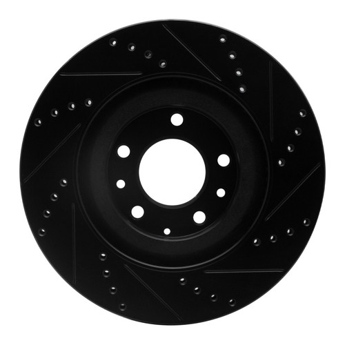 R1 07-15 Mazda CX-9 Front Left Drilled & Slotted Black Brake Rotor