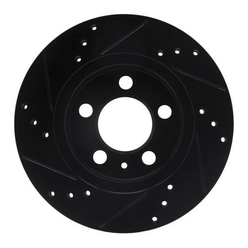 R1 00-06 Audi TT Quattro Rear Right Drilled & Slotted Black Brake Rotor