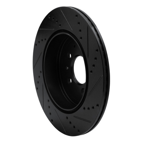 R1 07-15 Mazda CX-9 Rear Left Drilled & Slotted Black Brake Rotor