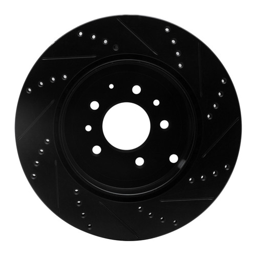 R1 07-15 Mazda CX-9 Rear Left Drilled & Slotted Black Brake Rotor