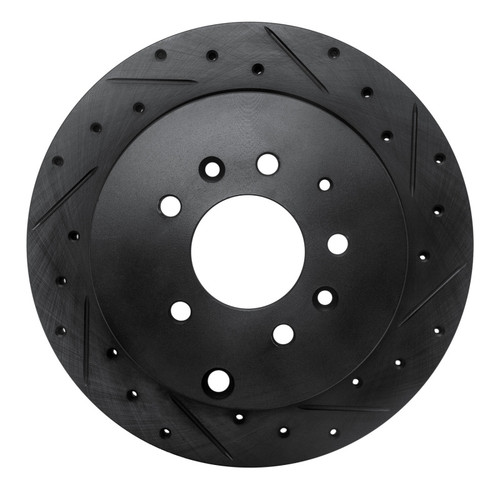 R1 07-12 Ford Edge Rear Right Drilled & Slotted Black Brake Rotor