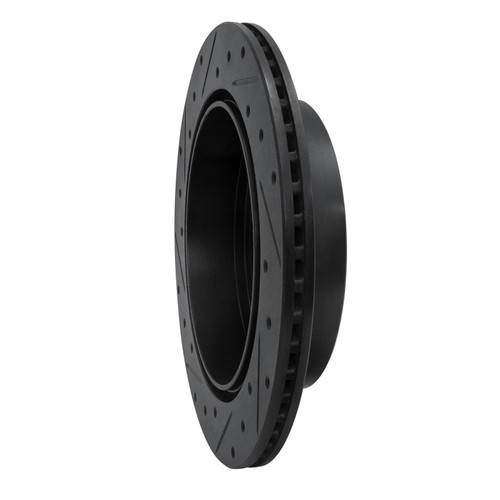 R1 07-12 Ford Edge Rear Right Drilled & Slotted Black Brake Rotor