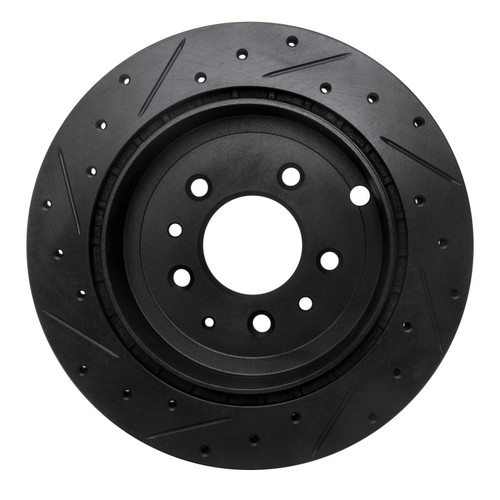 R1 07-12 Ford Edge Rear Right Drilled & Slotted Black Brake Rotor